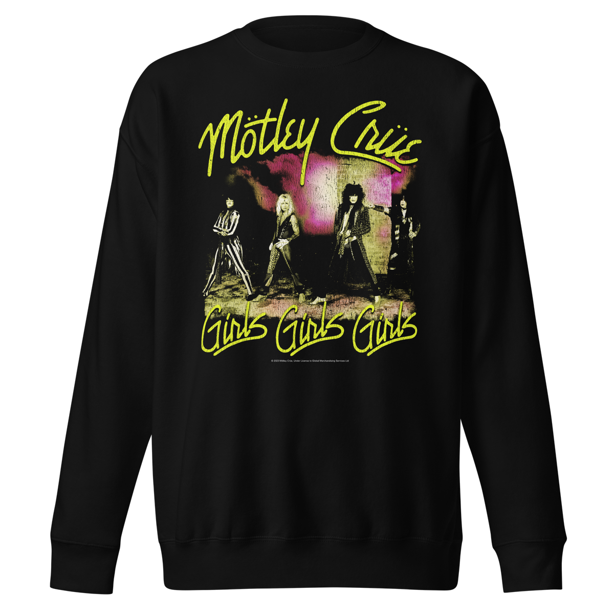 Motley Crue - Yellow Girls Jumbo Print Sweatshirt - Black