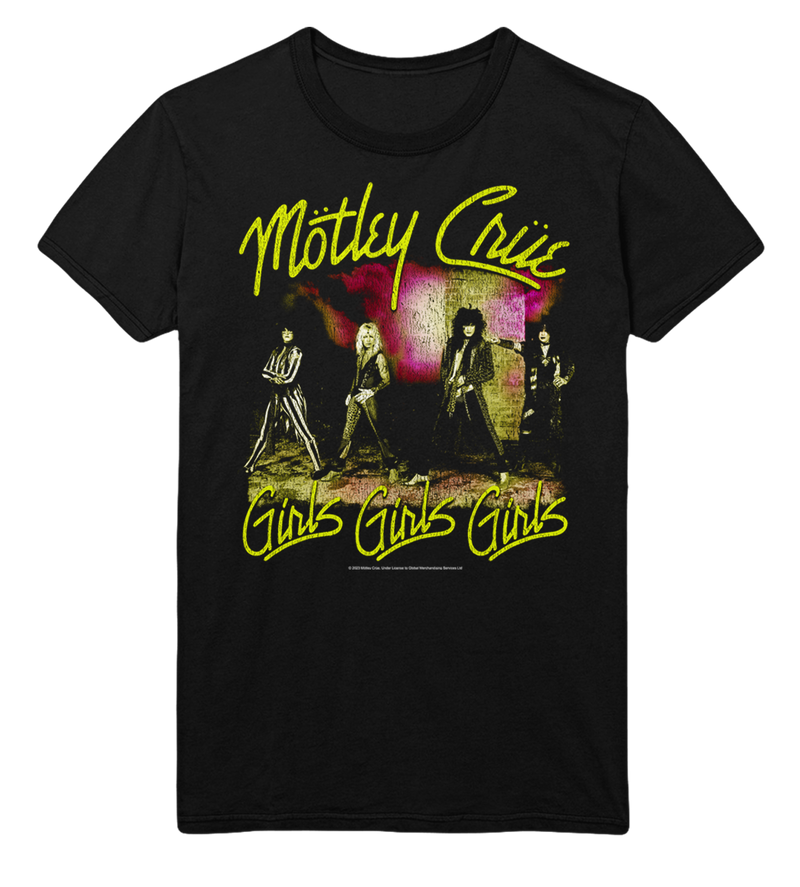 Motley Crue - Yellow Girls Jumbo Print T - Black