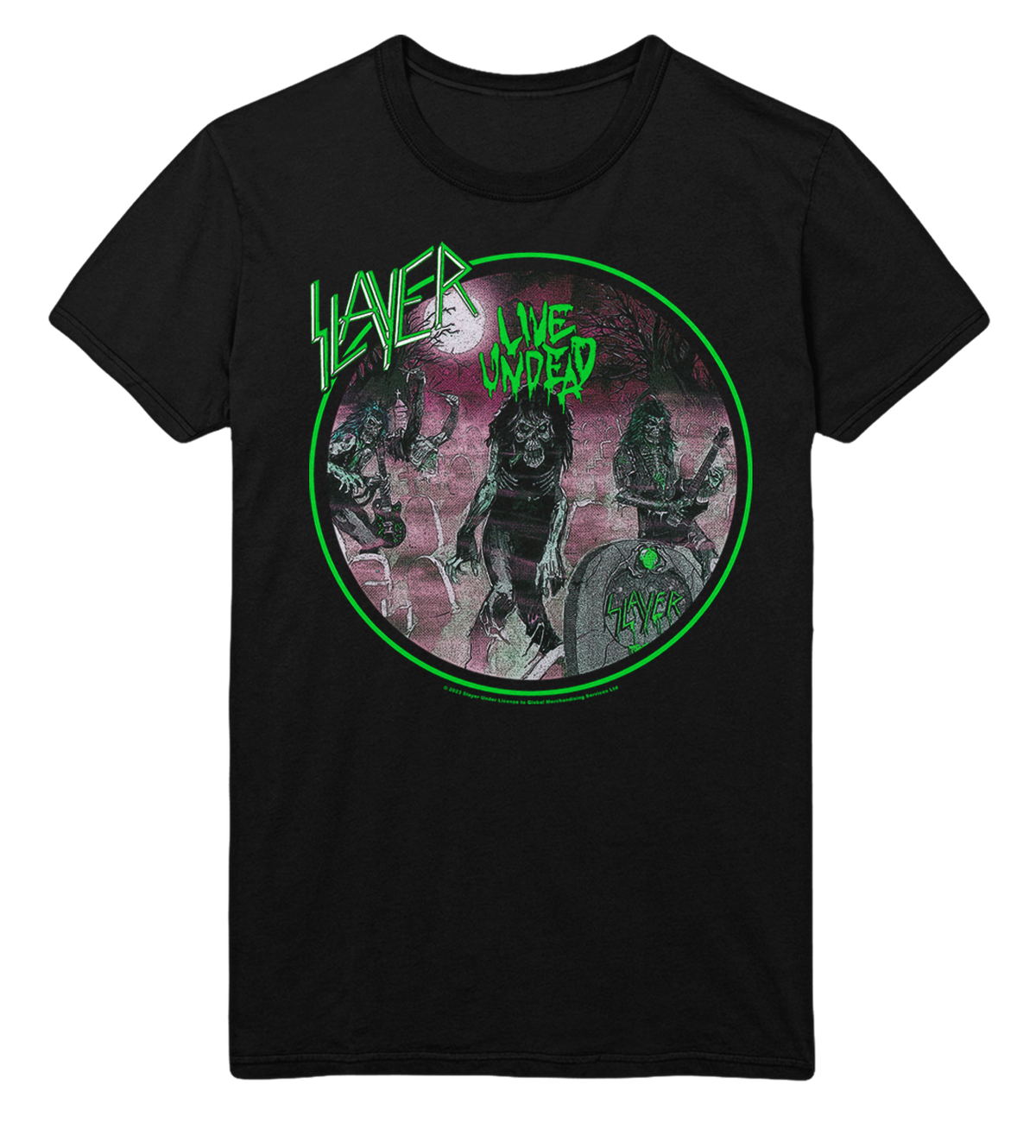 Stakes - Slayer Neon Green Undead Jumbo Print T-Shirt -