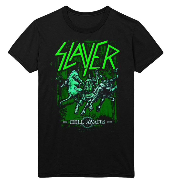 Stakes - Slayer Neon Hell Awaits Jumbo Print T-Shirt - Black